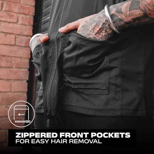 Barber Strong Barber Jacket, Men's Black, Hair Repellent, Lightweight and Breathable Vented Side Panels, Features Easy Hair Removal and 2-Way Zipper Closure, XL, Great for Pet Grooming