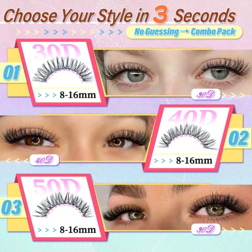 Lash Clusters 708 Pcs Mixed 8-16mm, 30D-100D Wispy Extensions