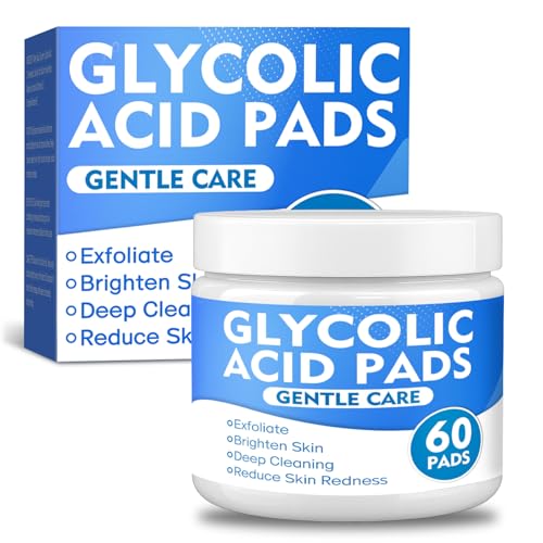 Tiepetly Glycolic Acid Pads (60 Count), 20% Ultra Pure Glycolic + 2% Salicylic Acid, Exfoliating Pads Resurfacing with Vitamin C&E, Deep Cleaning for Face and Body