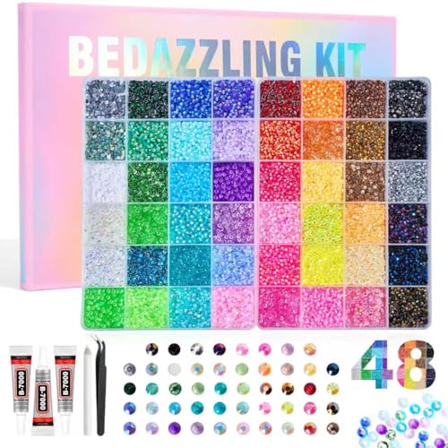 48 Color Bedazzling Rhinestone Kit with Glue & Tools