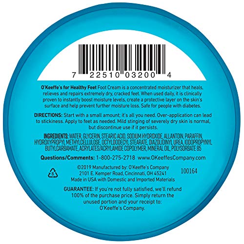 O'Keeffe's K0320001-5 Healthy Feet Foot Cream in Jar (5 Pack), 3.2 oz