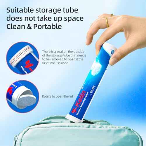 Denture Cleaning Tablets - 120 Retainer Cleaner Tablets, Removes Odors & Stains - For Dentures, Night Guards, Retainers, Aligners & Dental Appliance Cleaner - Mint Flavor - 4 Month Supply