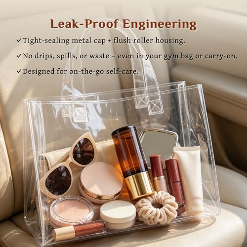 Rose Quartz Roller Bottle 50ml - Leak-Proof Amber Glass for Oils