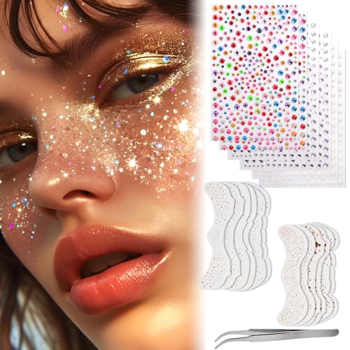 Vodolo Glitter Freckles Face Tattoo Stickers, 12 Pack Waterproof