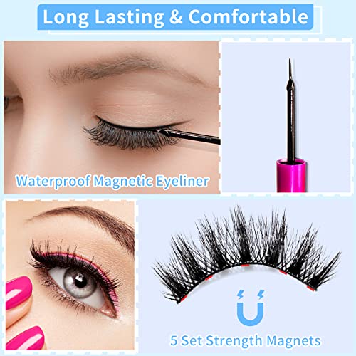 Magnetic Eyelashes Kit - 14 Pairs with Magnetic Eyeliner & Tweezers