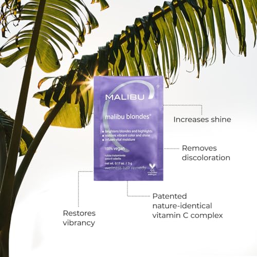 Malibu C Blondes Wellness Remedy - Hair Discoloration Remover & Brightener with Vitamin C, 1 Packet - Blonde Hair Care