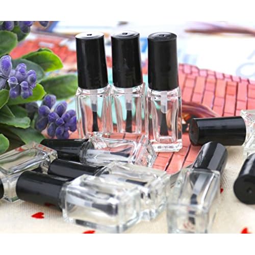 10Pcs Clear Empty Glass Nail Posh Bottle 5ml Square Shape Refillable Containers