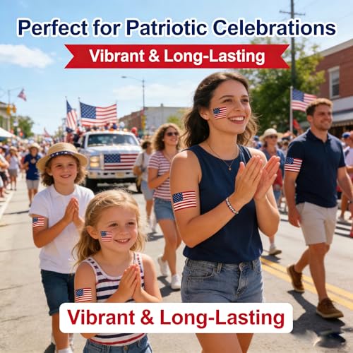 32 Country Flag Temporary Tattoos - Waterproof Patriotic Stickers