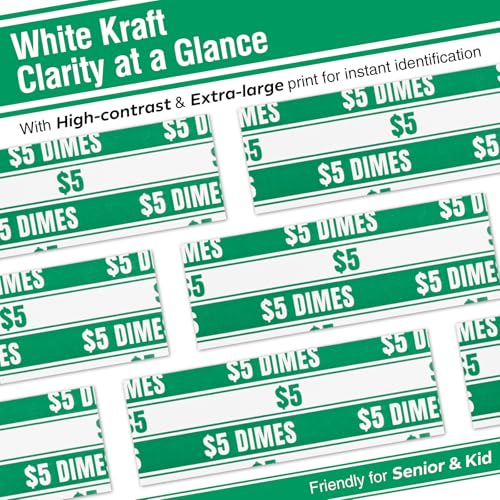 THEBLUETOUCH 100 pcs White Kraft Flat Coin Wrappers for Dimes - 100 Dimes Only
