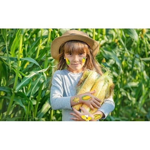 184 Pieces Cute Corn Temporary Tattoos Stickers - Fruits vegetables Yellow Birthday Party Supplies Decorations Favors Kids Gifts Tattoo