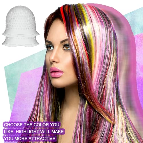 Reusable Silicone Hair Highlight Cap with Hooks - 2 Pack