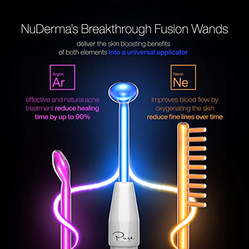 4-Piece Fusion Wand Acessory Set for Nuderma Wands - NuDerma NOT Included - Neon & Argon Fusion Glass applicators for Nuderma ? High Frequency Upgraded Fusion Wand Set Compatible with Nuderma Systems