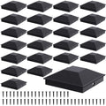 Goovilla 4x4 Inch Black Fence Post Caps 24 Pack with Screws - Fits 3.5-3.6" Posts