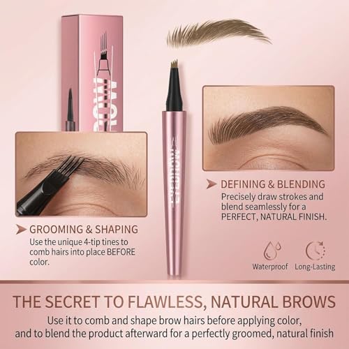 4-Tip Micro Eyebrow Pencil, Waterproof & Long-Lasting