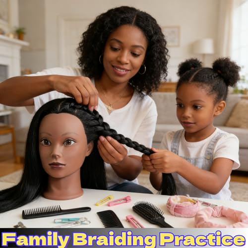 African Mannequin Head with Pre-Stretched Braiding Hair