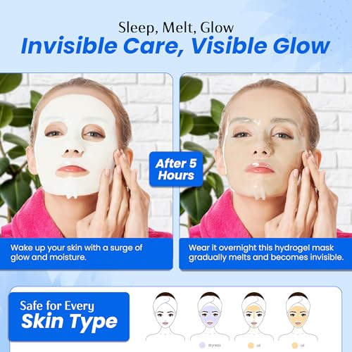 Melting Hydrogel Face Mask with Hyaluronic Acid ? Deep Hydration & Pore Tightening, Glass Skin Look ? Dermatologist Tested, Anti Aging Korean Skin Care, Vegan, Clean Beauty ? Pack of 10