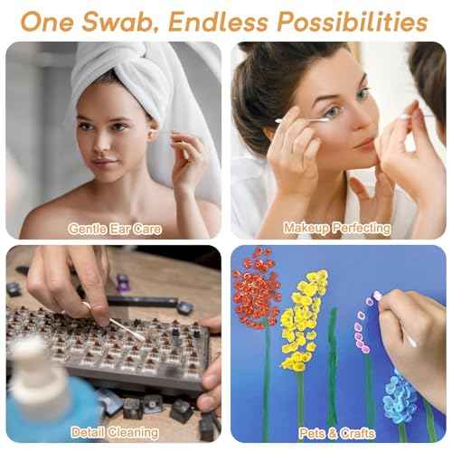 Bamboo Cotton Swabs 1000 Count in Storage Box, Double-Tipped Organic Cotton Buds with Durable Bamboo Sticks, for Makeup, Ear Care, Cleaning, Crafts