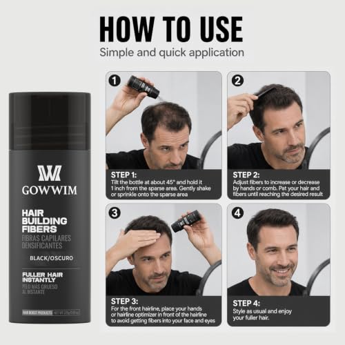 Gowwim Light Brown Hair Fibers 0.88oz Instant Thickening Powder for Thinning Hair