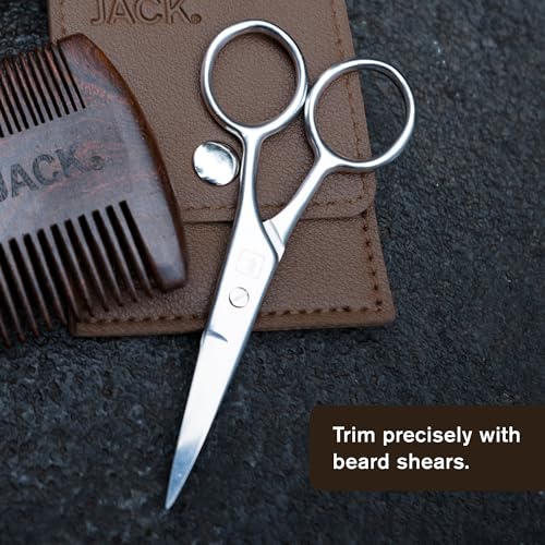 Every Man Jack Beard Grooming Tool Gift Set for Men ? Includes Dual-Tooth Comb, Beard Brush, Stainless Steel Shears & Mini Comb ? Travel Friendly & Perfect for Daily Maintenance