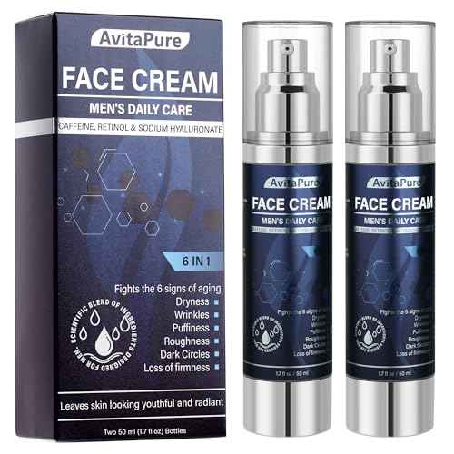 6-in-1 Face Cream for Men ? Mens Anti Aging Face Cream w/Caffeine & Retinol to Firm, Hydrate & Refresh Skin, Quick-Absorbing Non-Greasy Formula