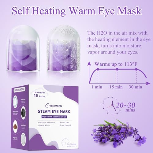 FRSHMORN Steam Eye Mask 16 Pack Self-Heating Lavender
