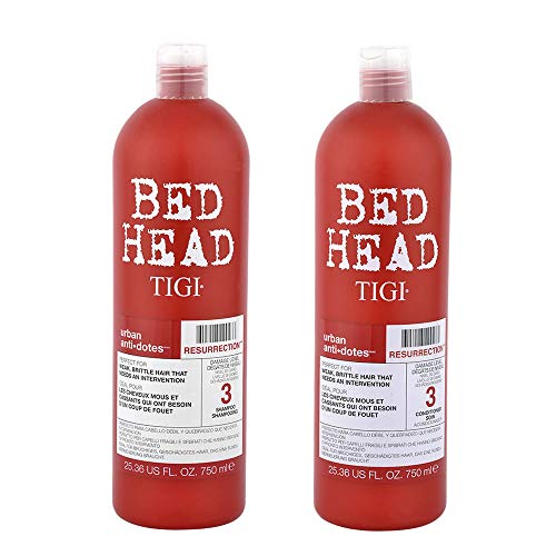 Bed Head by TIGI Urban Antidotes Resurrection Intensive Repair Shampoo and Conditioner Set for Damaged Hair, 25.36 fl oz.