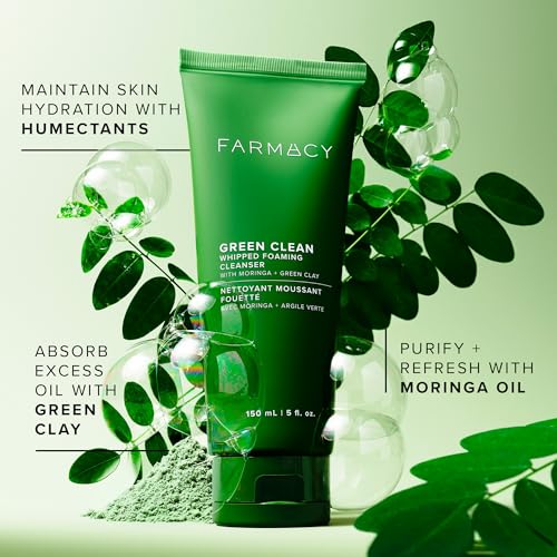 Farmacy Whipped Green Clay Foaming Face Wash for Oily Skin - 150ml, Pack of 1