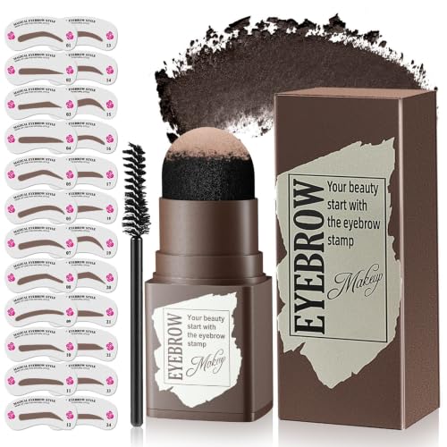 Eyebrow Stamp Stencil Kit with 24 Reusable Stencils & Brush