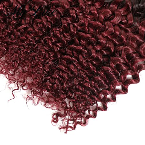 22 Inch Ombre Deep Wave Human Hair Bundle - T1B99J Burgundy