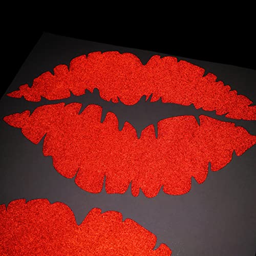 CUSHYSTORE 2X Lips Kiss Lady Sweet Girl Reflective Decal Sticker (3"x1.9", Red)