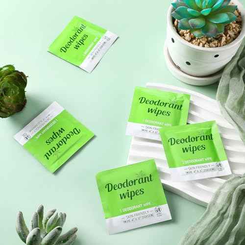 Timgle 100 Pcs Mini Travel Deodorant Wipes Individually Wrapped Armpit Antiperspirant Deodorant Sweat Body Wipes for Women Men Teens Sports Travel Clean Skin Underarm Excessive Sweating(Aloe Vera)