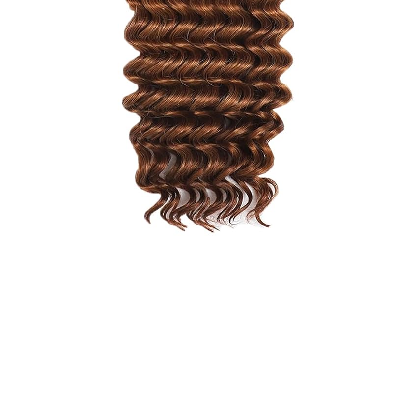 BA #30 Light Brown Deep Wave Human Hair Braiding Bundles 3 x 26 Inch