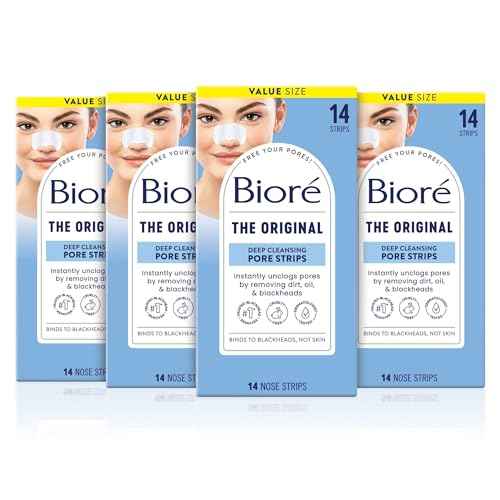 Bior? Original Blackhead Remover Strips, Deep Cleansing Nose Strips With Instant Pore Unclogging, Features C-Bond Technology, Oil-Free, Non-Comedogenic Use, 14 Count, Pack of 4