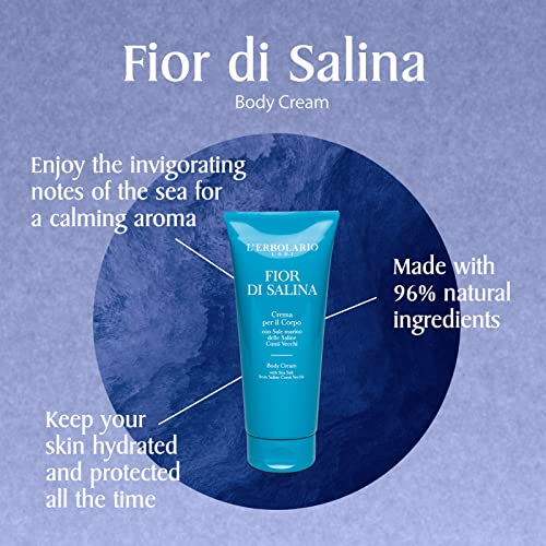 L'Erbolario Fior Di Salina Body Cream - Soothing Sea Salt Moisturizer for Dry Skin - Calcium and Magnesium-Rich - With Hydrating Cocoa Butter - 6.7 oz