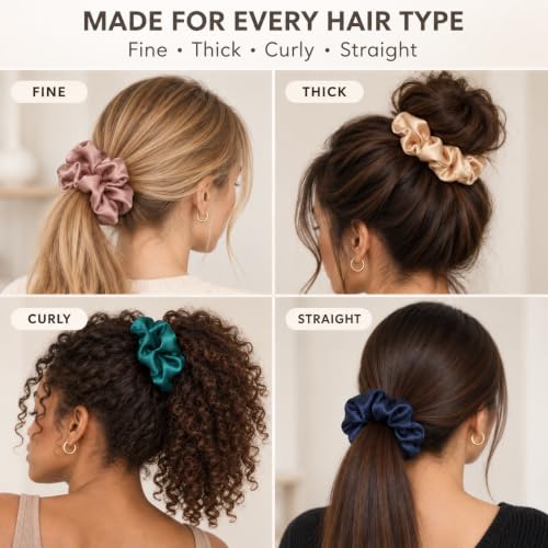 Lolalet Satin Hair Scrunchies 6-Pack Multicolor Big Ponytail Holders for Women Girls