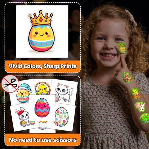 Glow in Dark Temporary Tattoos for Kids, 95 PCS Easter Basket Stuffers