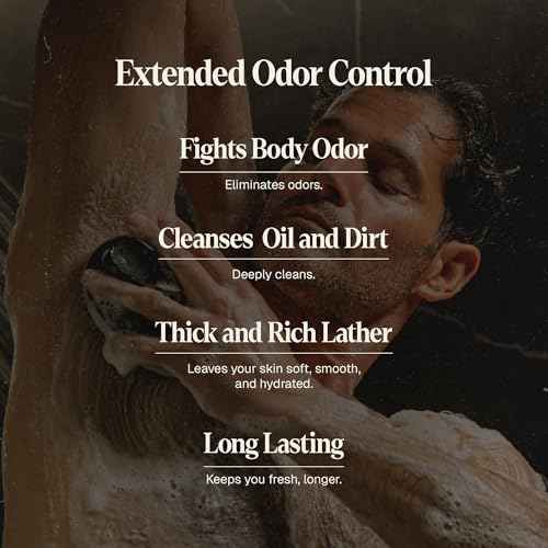 Black Wolf Deodorizing Body Wash for Men - Mens Long-Lasting Shower Gel Fights Body Odor - Hydrating & Moisturizing Body Cleanser Soap Removes Grime, Sweat & Buildup - Clean & Crisp Agave Scent