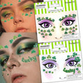 St. Patrick's Day Face Stickers - Green Shamrock Gems 2 Pack