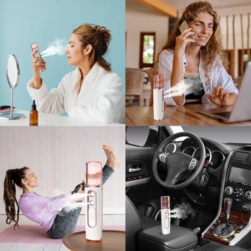 Nano Facial Mister with Dual Nozzle, USB Rechargeable, Cool Mist