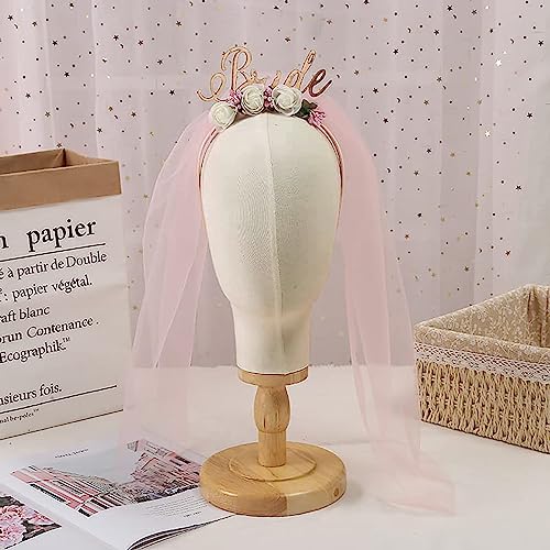 CHADWICK Wig Head Stand Mannequin Head Hat Display Stand Linen Wig Holder, Hat Rack Fabric Head, Canvas Dome + Detachable Wood Stand, Wig Display Model Head Wig Stand for Wigs, Hats, Caps, Headdress