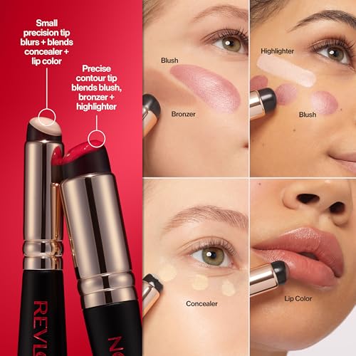 Revlon Dual Ended Jelly Makeup Blender Tool, Silicone Makeup Applicator for Blush, Bronzer, Concealer, Contour, Eyes, and Lips, 1 count