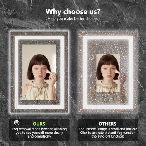 LED Bathroom Mirror 36x36 Anti-Fog Smart Vanity Light