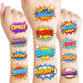 96 PCS Comic Temporary Tattoos for Kids | Pre-Cut Boom Wow Pow