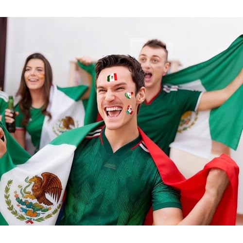 Mexican Flag Tattoos,(100 pack) Mexico Flag Independence Day Sports Temporary Face Tattoos Stickers, Waterproof Sports Sweat For Men Teenagers Women (Mexican)