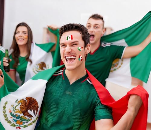 Mexican Flag Temporary Tattoos, 100 Pack Waterproof