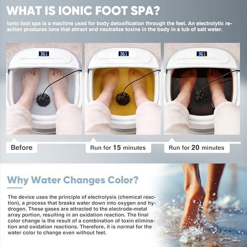 Ionic Foot Bath Detox Machine with 3 Sea Salts & Foldable Basin