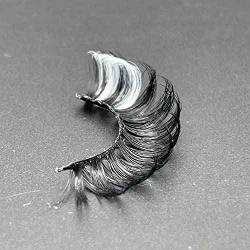 1 Pair Lashes Strip with White for Festivals, 3D Russian Curl False Eyelashes Color Decal, Black Lash Strip with Gray Sparkly, Cruelty-Free Faux Mink 16 MM for Women Makeup(White)