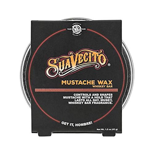 Suavecito Whiskey Bar Mustache Wax 1.5 oz - Control & Style Your Mustache With All Day Hold, Portable Travel Size Tin Can, Moisturize & Style, Facial Grooming With A Masculine Scent