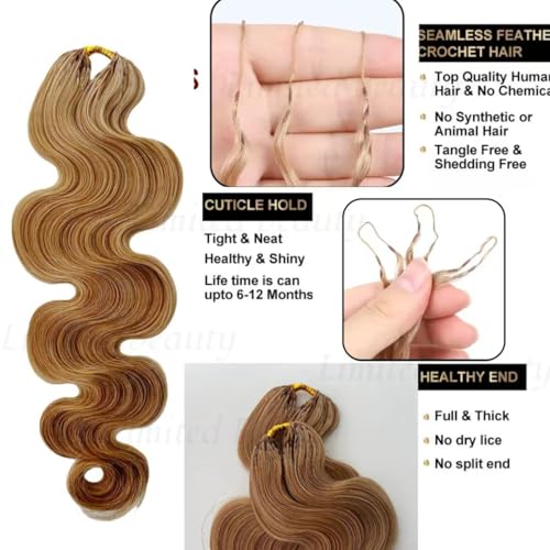 Body Wave Crochet Hair Extensions - 2 Pack Honey Blonde 14"