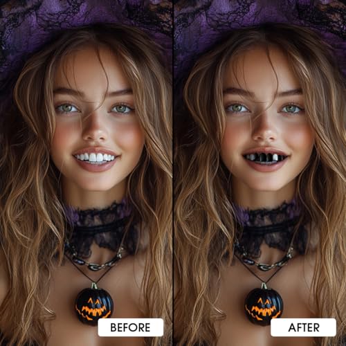 Black Tooth Paint - Temporary SFX Negra Teeth Makeup Paint, Long-Lasting Black Out Tooth, Rotten & Missing Quick Dry Safe Teeth Paints for Halloween Cosplay Theatre Clown Zombie Pirate Costume Looks